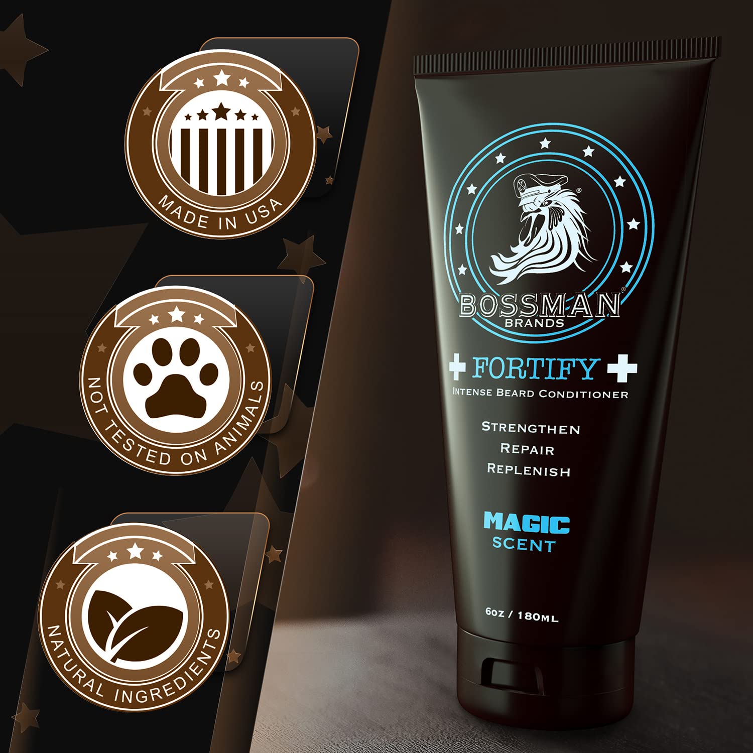 Magic : Bossman Fortify Intense Beard Conditioner to Grow, Thicken, Moisturize and Protect Your Beard (Magic)